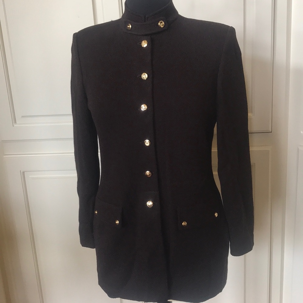 Chocolate Brown St. John Blazer - Gold Buttons